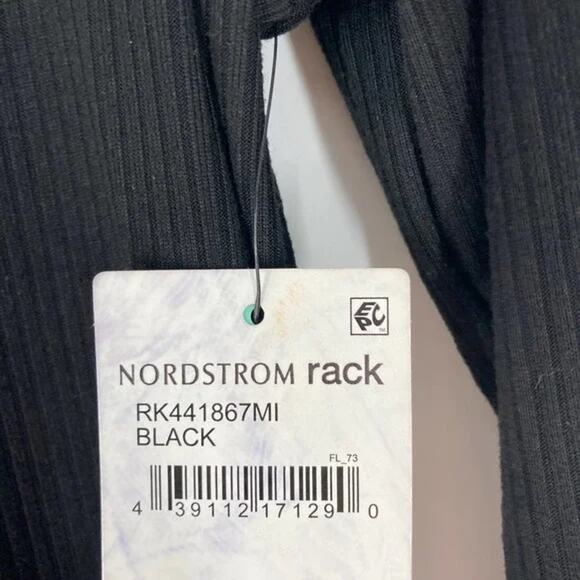 Abound Side Slit Rib Knit Long Sleeve Round Neck Midi Dress Sz Small Black NWT - Picture 4 of 7